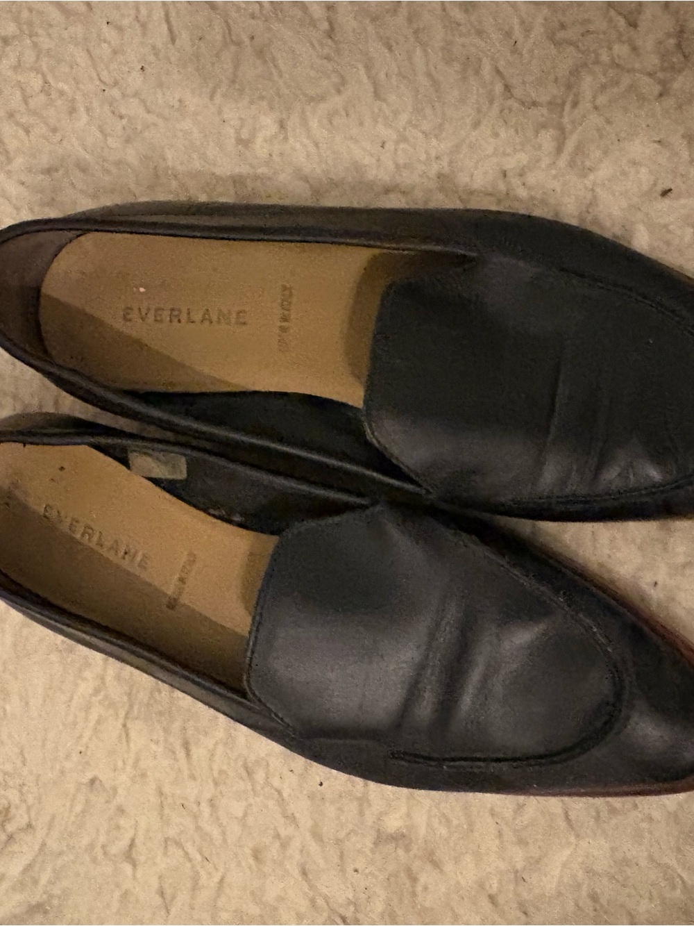 Everlane Black Leather Slip-On Loafers